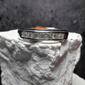 0.75 CTW Moissanite Channel-Set Band Ring, Size 12, 925 Sterling Silver